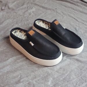 Hey Dude Black and White Women's Mules